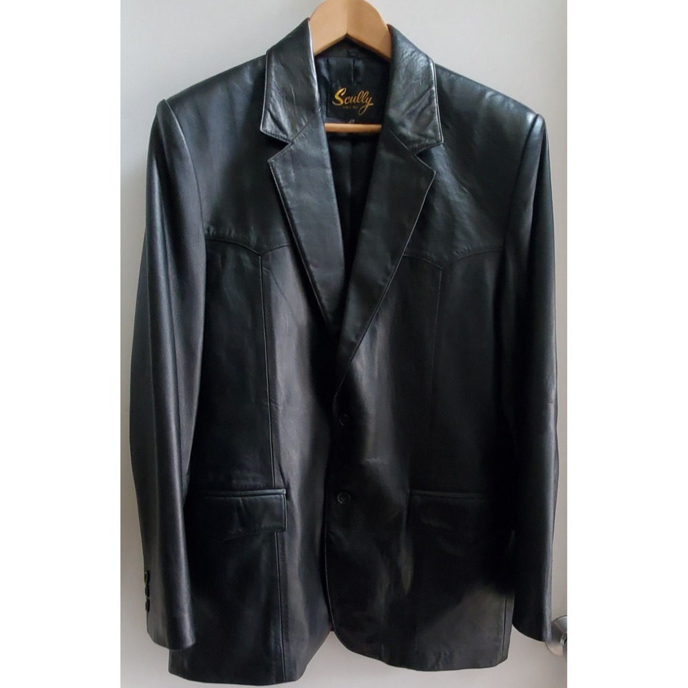 Scully Black Leather Blazer Jacket - Classic Tailored Style